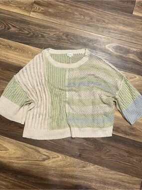 POSH Sweater - Pastel Patchwork Open-Knit Women's Sweater